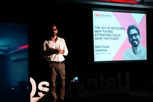 Ram Dayal Vaishnav delivering TEDxOsmaniaU 2025